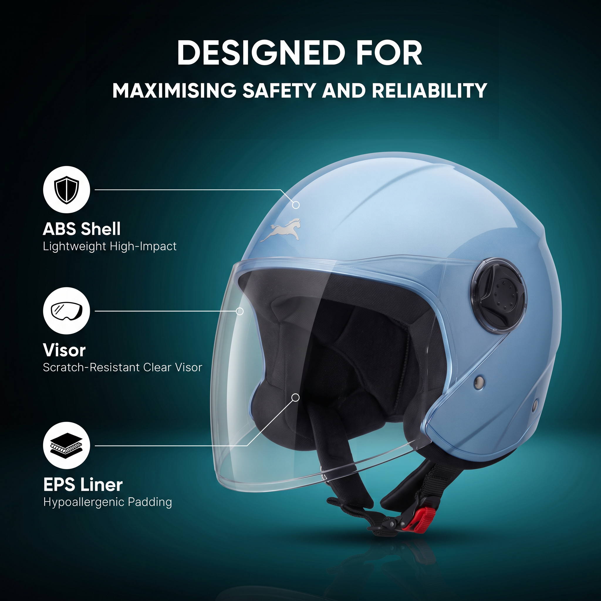 TVS iQube Open Face Helmet | ISI Certified, Lightweight & Comfortable Design